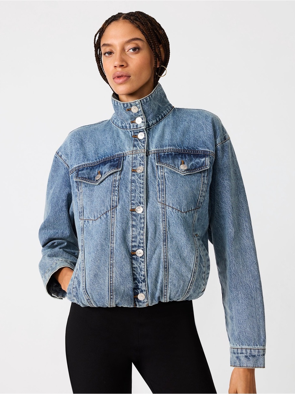 New Steve Madden Allyson Imperial Blue Bubble Denim Jacket - size medium
